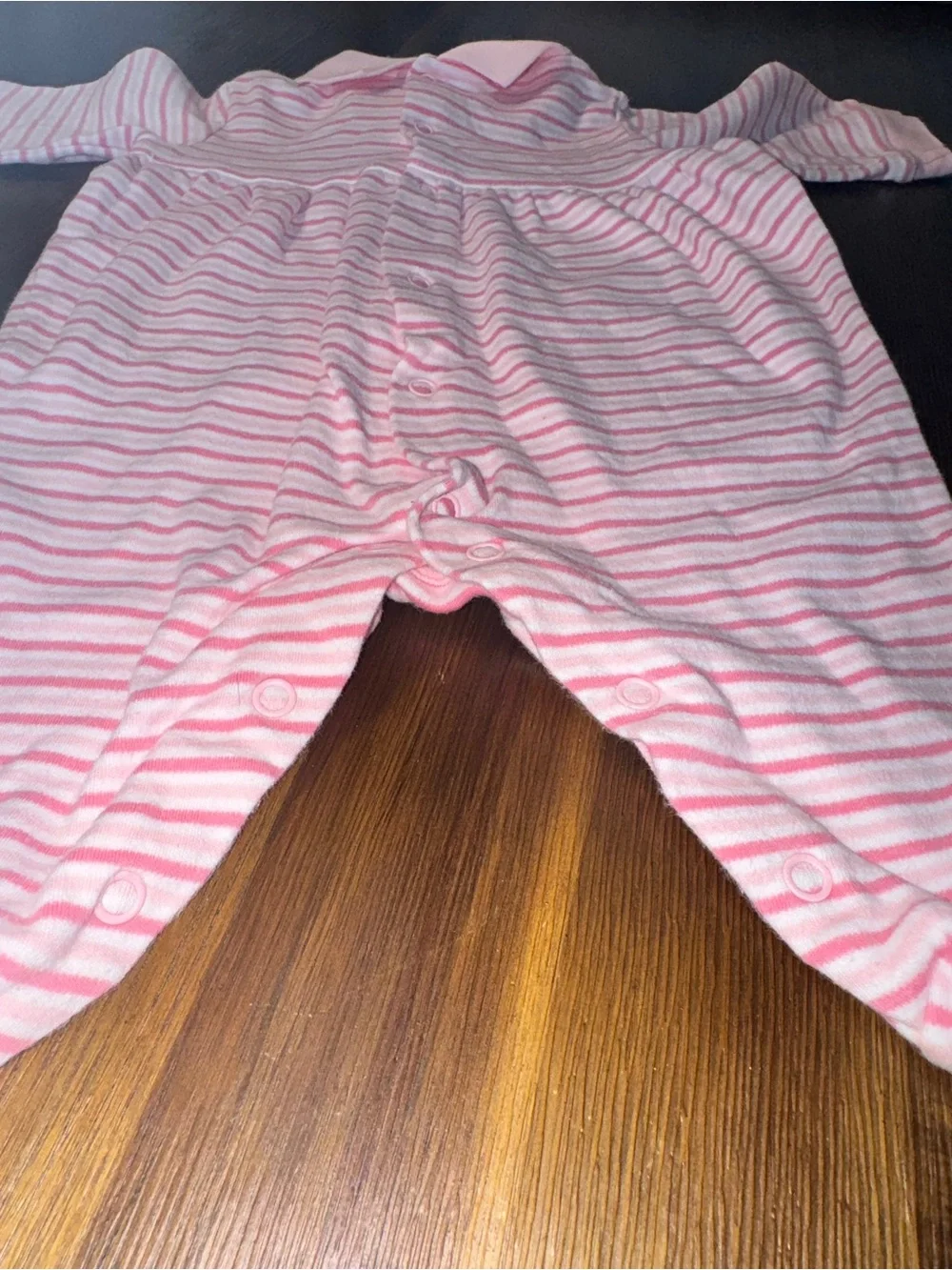 Ralph Lauren Baby Girl Pink Striped Footed Romper Size 6M Polo logo